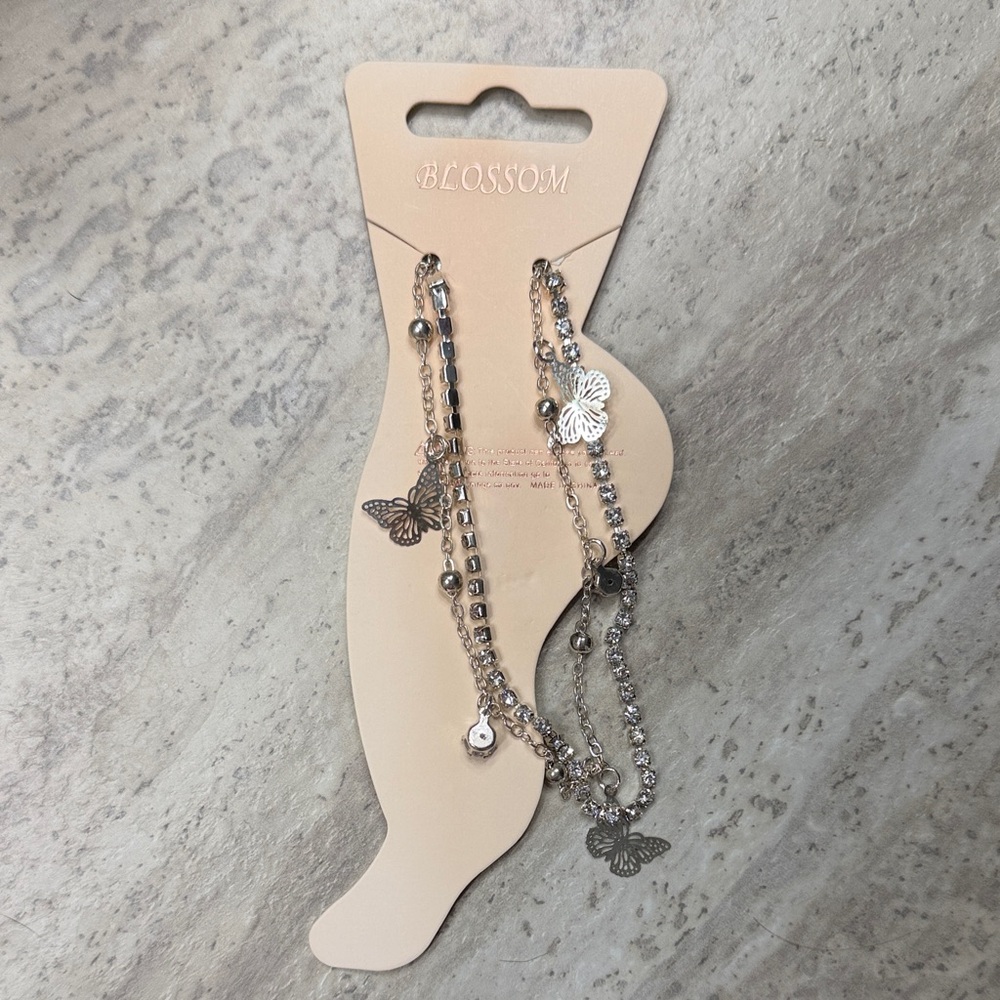 Blossom Silver Butterfly Anklet